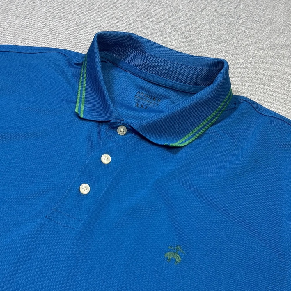 Brooks Brothers Performance Golf Polo Shirt Mens 2XL Blue Polyester Spandex